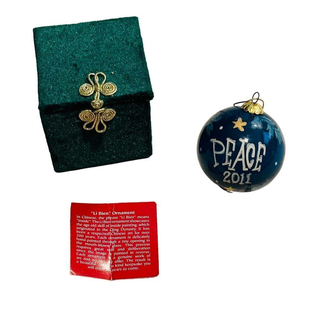 NIB Li Bien Teal Handpainted 2011 PEACE Dove Ornament